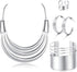 JOERICA Bib Choker Necklace Silver Gold Jewelry Set Wide Cuff Bangle Bracelet Open Hoop Earrings Adjustable Ring Chunky Silver Gold Statement Cost...