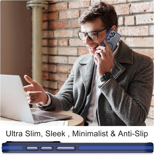for Samsung Galaxy S23 FE Case compatible with Magsafe - Dual color design Shockproof Protection with Anti-Slip Strip, Magnetic Translucent Phone ...