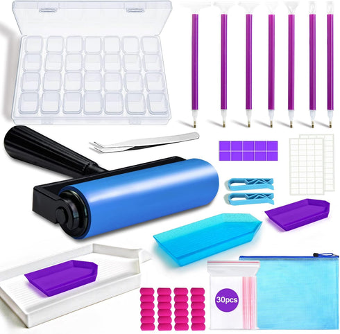 inifus 70 pcs 5D DIY Diamond Painting Accessories,Diamond Painting Tools with Diamond Embroidery Box and Roller,Dimoand Art Tools for Adults or Ki...