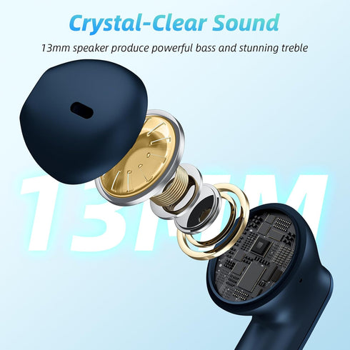 Wireless Earbuds 40H Playtime 8H Continuous Playtime Bluetooth Ear Buds, IPX6 Waterproof Stereo Sound Bluetooth Wireless Headphones with Microphon...
