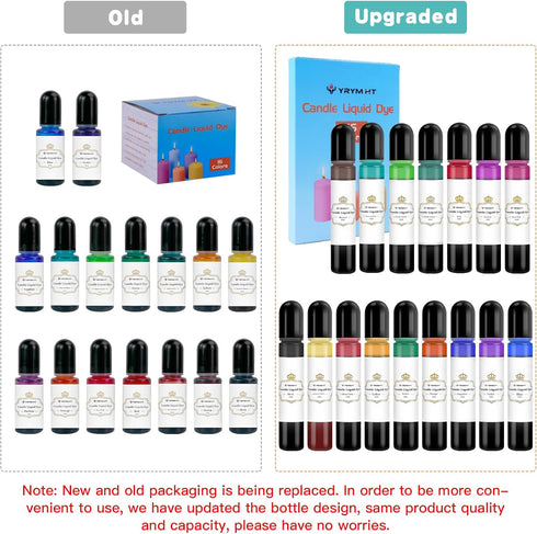 YRYM HT Candle Dye - 16 Popular Vibrant Colors Candle Making Liquid Oil-Based Dye for Wax - Safe and Natural (16 Bottle)...