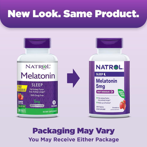 Natrol Sleep Melatonin 5mg Fast Dissolve Tablets, Nighttime Sleep Aid for Adults, 200 Strawberry-Flavored Melatonin Tablets, 200 Day Supply...