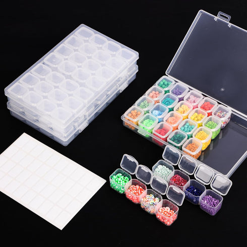 SGHUO Diamond Art Painting Bead Storage 3 Pack 28 Grids Diamond Art Accessories Boxes Plastic Organizer, Bead Organizer...