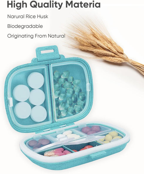 Holii Travel Pill Organizer, 8 Compartments Portable Pill Case, Daily Pill Box to Hold Vitamins, Small Pill Container for Pocket Purse Medicine Or...