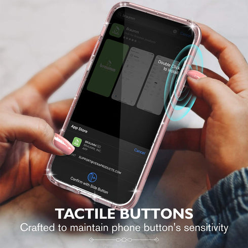 VENA iPhone 12 Mini Glitter Case, vLove (Heart Shape, CornerGuard Protection) Dual Layer Slim Hybrid Clear Bumper Cover Designed for Apple iPhone ...