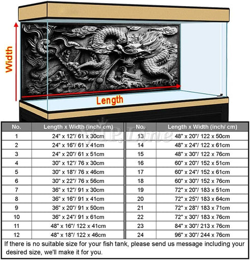 Dragon Relief Aquarium Background Poster PVC Fish Tank Decorations Landscape (24" x 12"/ 61 x 30cm)...
