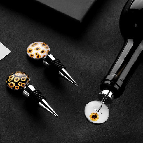 Soleebee 3 Pack Decorative Wine Stoppers, Wine Bottle Stopper with Beautiful Art Glass?Beverage Bottle Stoppers For Gifts, Bar, Holiday Party, Wed...