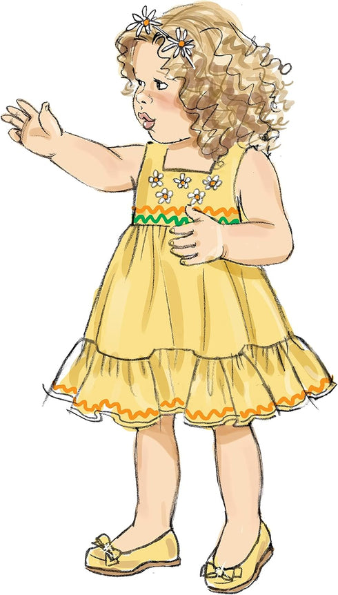Butterick Toddlers' High Waisted Dress Sewing Pattern Kit, Design Code B6885, Sizes 1/2-1-2-3-4, Multicolor...