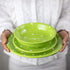 City to Cottage Handmade Lime Green and White Pottery Polka Dot Glazed 7.3inch/18.5cm, 14oz/400ml Salad, Pasta, Fruit, Cereal, Soup Bowl | Unique ...
