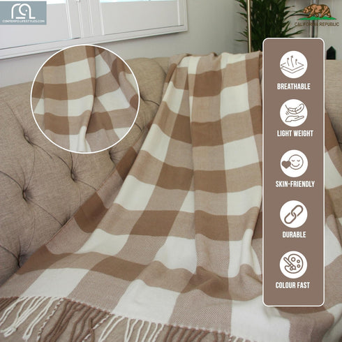 Blankets - Buffalo Plaid Throw Blanket - Decorative Classic Blanket - Comfortable and Ultra-Soft - Lightweight & Indoor Outdoor Blanket - Ideal fo...