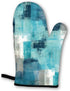 Turquoise Grey Oven Mitts and Pot Holders Sets of 4 Modern Teal Abstract Art Oven Gloves for Kitchen Baking Cooking Grilling (Turquoise)...