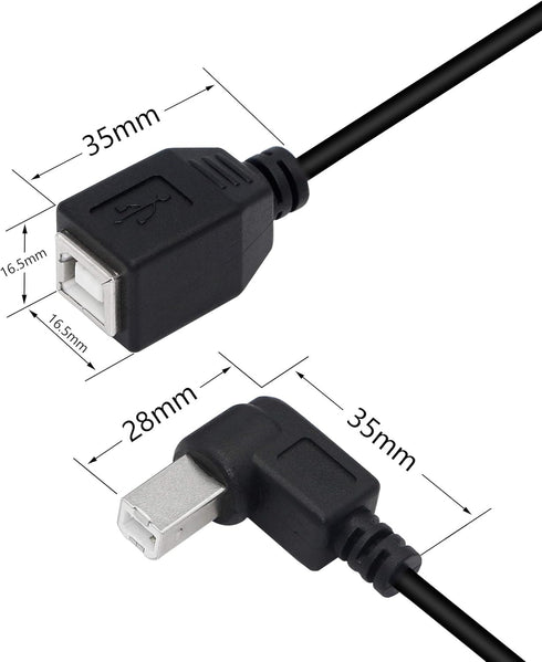 SinLoon USB 2.0 Type-B Printer Cable, 2-Pack USB B Female to Left Angle & Right Angle B Male Printer Extension Cable, for Scanner, Mobile HDD and ...