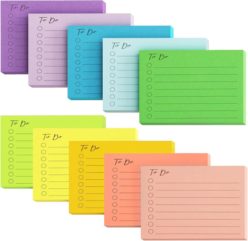 EOOUT 10 Pack Lined Sticky Notes, 500 Sheets to Do List Sticky Notes, 3x4 Inches Self-Stick Notes with Line, Square Sticky Notes for Office, Home,...