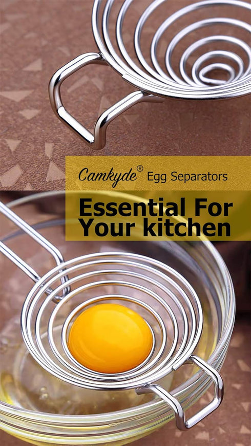 CAMKYDE Egg Separator Food Grade Stainless Steel Egg Yolk White Separation Tool, Set of 2 (Red)...