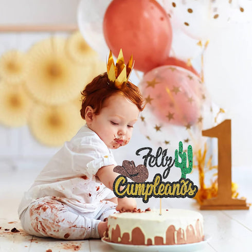 Black Glitter Feliz Cumpleaños Cake Topper - Spanish Happy Birthday Cake Topper - Adults/Teen's Birthday Party Decorations...