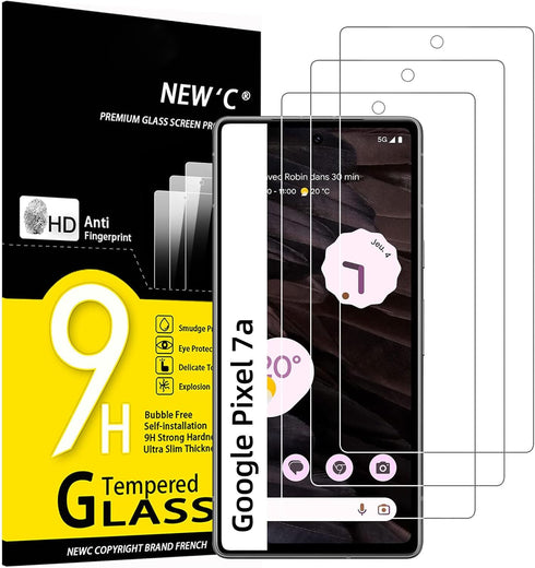 NEW'C [3 Pack Designed for Google Pixel 7a Screen Protector Tempered Glass, Bubble Free, Ultra Resistant......