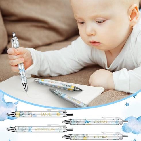 24 Pcs Baby Shower Ballpoint Pens Favors Bulk Retractable Ballpoint Pen Black Ink with Baby Shower Gifts for Guests School Supply(Blue Elephant)...