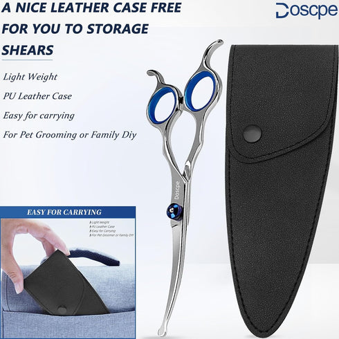 Curved Dog Grooming Scissors 6.69 inches Round Tips Pet Grooming Shears for Dog Cat on Face Paw Hair Trimming Right Left Handed...