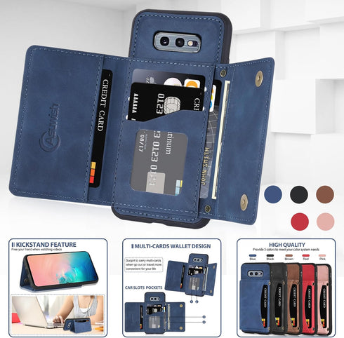 Asuwish Phone Case for Samsung Galaxy S10e Wallet Cover with Tempered Glass Screen Protector and PU Leather Credit Card Holder Stand Rugged Slot M...