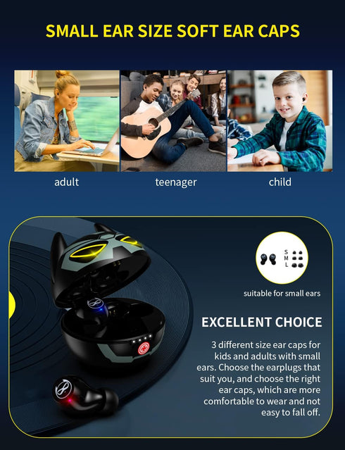 Wireless Earbuds Bluetooth, Wireless Earbuds for Kids Bluetooth 5.0 Waterproof in-Ear Headphones with Mic and Charging Case, Deep Bass Touch Contr...
