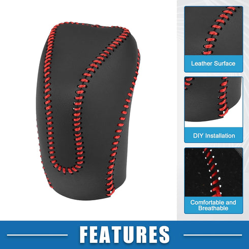 Automatic Gear Shift Knob Cover Sheath Transmission Boot Shift Lever for Subaru Legacy Outback 2020-2023 Faux Leather Black Red Stitches...