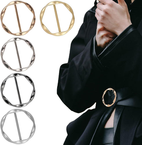 Scarf Ring Clips, 5 Pieces Hat Clips Metal Circle Buckle Belt Clip Tshirt Ties Rings Knotted Button Shawl Clips Sweater Clips Waist Cincher Clip D...