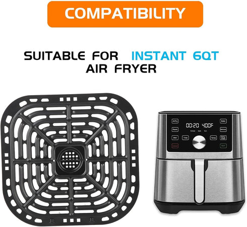 Air Fryer Grill Plate Fryer Replacement Grill Pan, Sturdy 304 Stainless Steel Grill Pan Tray Replacement Parts with Rubber Feet, Nonstick Grill Bo...