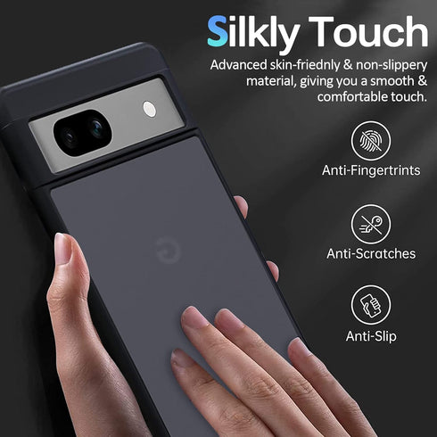 Miimall Compatible for Google Pixel 7a Case, Smooth Frosted Translucent Case Protective Matte Clear Cover Case for Google Pixel 7a 6.1'' 2023, Bla...