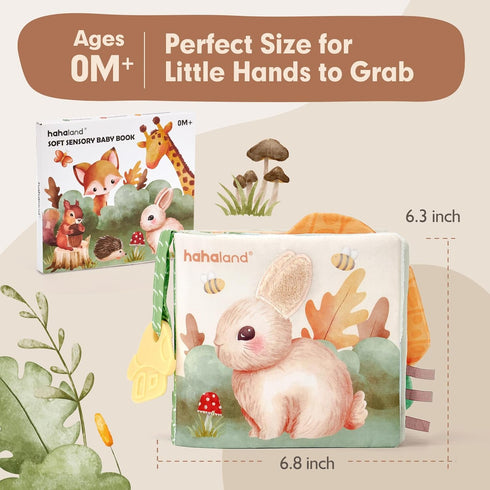 hahaland Baby Books 0-6 Months,Tummy Time Sensory Baby Toys 6 to 12 Months Touch Feel Book Textured Animals Mirror & Crinkle Paper Christmas Stock...