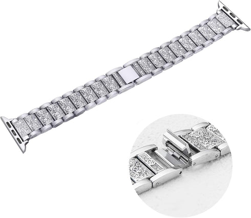 Bling Bands Compatible with Apple Watch Band 42mm/41mm/40mm/38mm Iwatch Series 10/9/8/7/SE/6/5/4/3/2/1, Women Metal Rhinestone Dressy Replacement ...