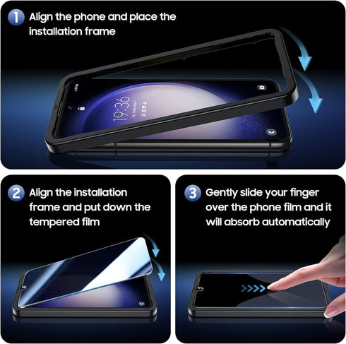3+2 Pack Privacy Screen Protector And Camera Lens Protection for Galaxy S23 Plus 5G, Anti-Spy 9H Hardness Support Fingerprint Unlock Tempered Glas...