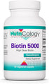 Nutricology Biotin 5000 Supplement - 5000mcg Biotin, Vitamins for Hair, Skin and Nails, High Dose, Vegetarian Capsules, Hypoallergenic, Gluten Fre...