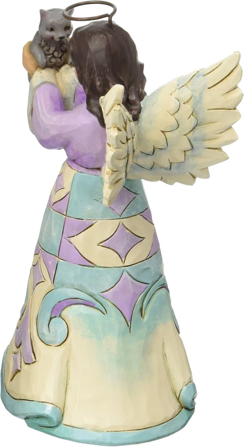 Jim Shore Heartwood Creek Pint Size Angel with Kitten Stone Resin Figurine, 5”...