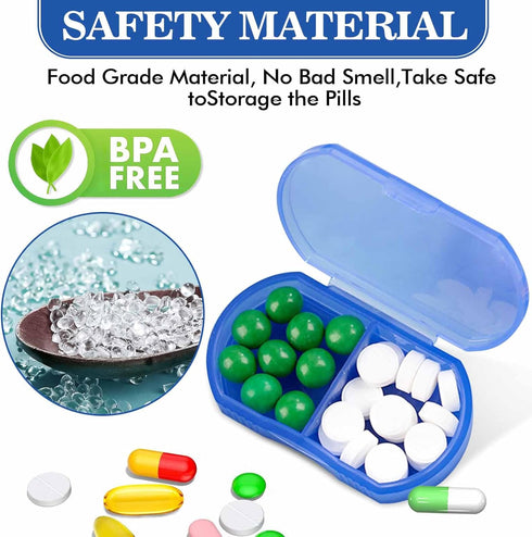 2PCS Pill Case for Purse Small 4PCS Pill Organizer Portable Travel Daily Pill Containers AM & PM Mini Pill Box Vitamin, Fish Oil, Supplement Holde...