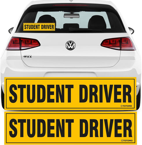 TOTOMO Student Driver Sticker for Car- Large 12x3 Adhesive Reflective Vehicle Safety Sign Window Cling for New Rookie Learner Drivers Removable Bu...