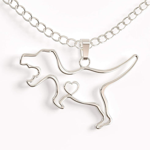 Happy Kisses Dinosaur T-Rex Necklace - Perfect T Rex Dinosaur Gift for Women and Girls – Heartfelt Trex Message Card Included...