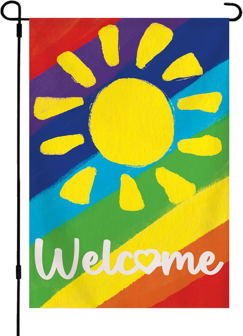 Pride Garden Flag Outdoor 12x18 Inch Vertical Double Sided, Welcome LGBTQ Progress Yard Rainbow Flag for Lesbian Gay Bisexual Transgender Pansexua...