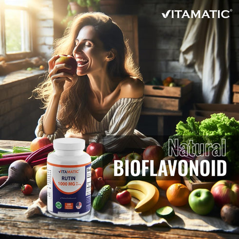 Vitamatic Rutin 1000mg Supplement, 90 Servings, Bioflavonoid, Free Radical Scavenger, Non-GMO, Gluten Free, Vegetarian...