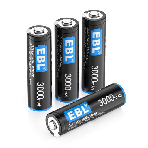 EBL 4 Pack 3000mAh 1.5V Lithium AA Batteries - High Performance Non-Rechargeable Constant Volt Double A Battery for High-Tech Devices (Non-Recharg...