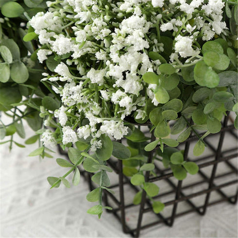 Artificial Flowers Eucalyptus Leaf Babys Breath Gypsophila Bouquets Wedding Party Home Decor,Pack of 1(White)...