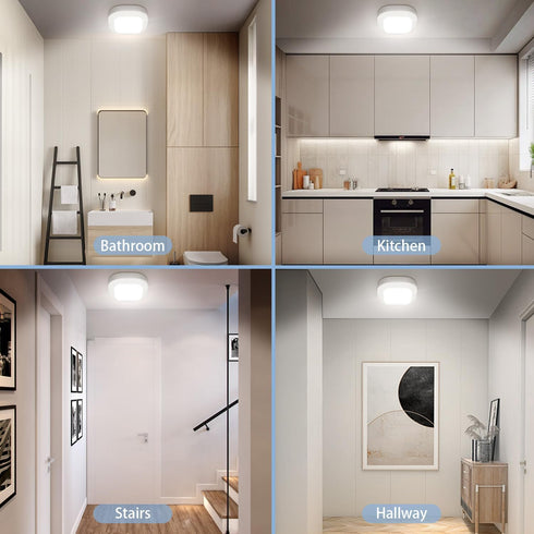 Motion Sensor Ceiling Light Battery Operated: Wireless Motion Sensor Light Indoor 300LM Motion Activated LED Lights for Closet Hallway Stair Garag...