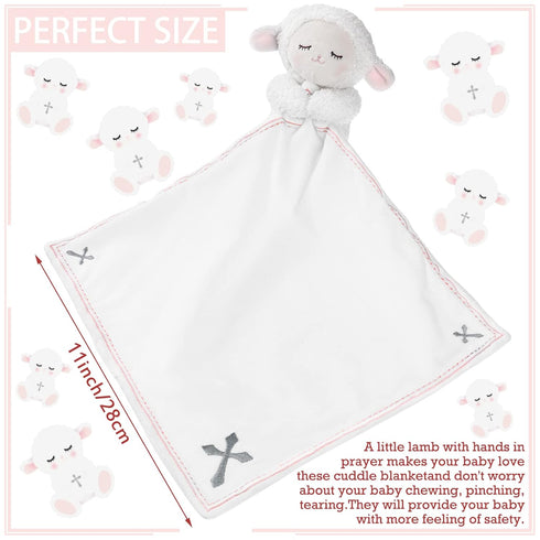 Baptism Gifts for Baby Girl Boys Lamb Security Blankets Baptism Lamb with Christian Cross Soft Bedtime Newborn Toy(Pink)...