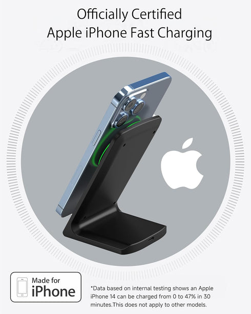 for Apple MagSafe Charger Stand, Magnetic 15W Qi Wireless Charging Dock Compatible with iPhone 15 14 13 12 Pro Max Plus Mini (Black)...