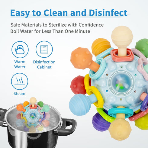 Accevo Baby Teething Toys Silicone Baby Teether Toys for 6-12 Months Chew Toys for Sucking Needs, Baby Teether for Soothing Sore Gum Montessori To...