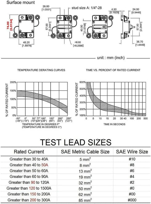 60 Amp Circuit Breaker 30A-300A with Manual Reset Waterproof Inline Fuse Inverter for Marine Trolling Motors Boat ATV Manual Power 12V-48VDC...