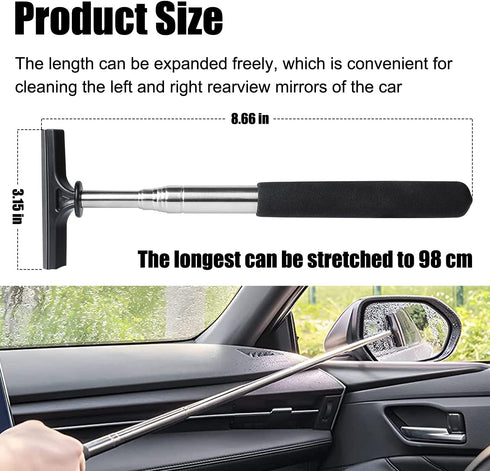 1PCS Rear-View Mirror Wiper - Squeegee Cleaning Tool Multipurpose 98cm/38.6inch Long HandleRetractable T-Plate Plate Rearview Mirror Wiper Dust Re...