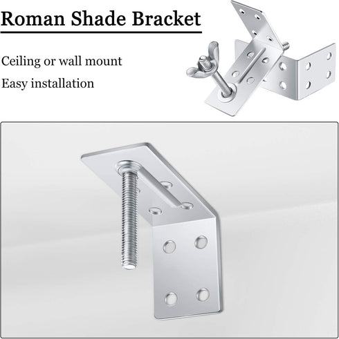 Roman Shade Wall L Bracket and Wingnut Ceiling or Wall Mount Brackets Mounting Installation L-Brackets for Roman Shade Home Window Drapery Use (8)...