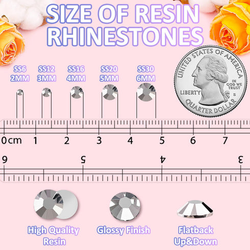 3000Pcs 5mm Resin Rhinestones with 3Pcs 10ml B7000 Jewelry Glue for Crafting, Silver Large Amount Flatback Gems, Bedazzling Crystal Bulk for DIY C...