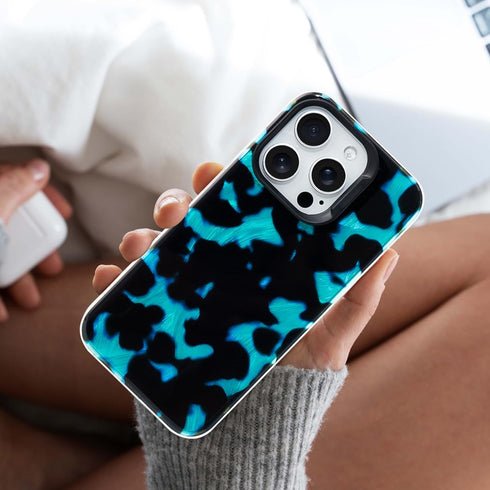 Compatible with iPhone 13/14/15 Case, Blue Leopard Print for Girl Women Men, TPU Bumper Clear Phone Case Cover Designed for iPhone 13/14/15 6.1 In...