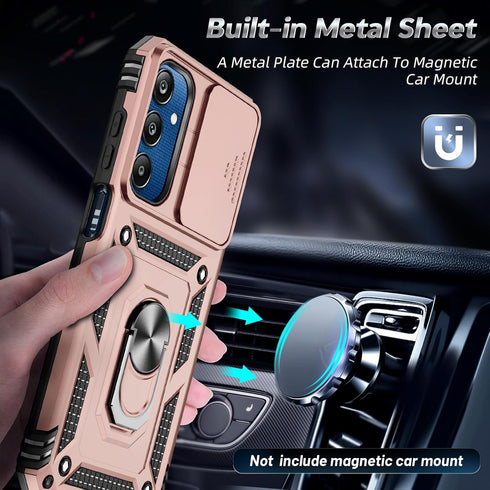 LeYi for Samsung Galaxy A25 5G Case, A25 5G Phone Case with Slide Camera Cover + Tempered Glass Screen Protector, Military-Grade Case with Rotatab...